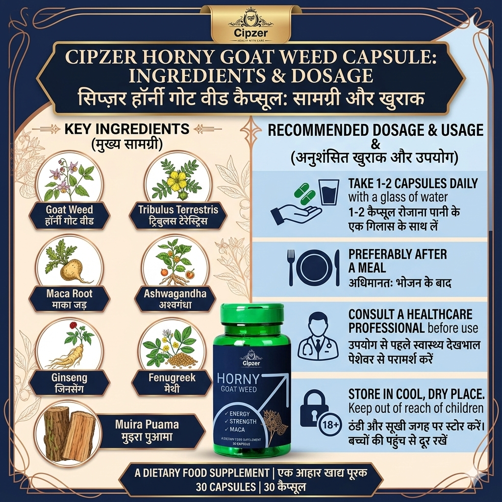 Cipzer Horny Goat Weed Capsules - Natural Performance & Vitality (30 Capsules)