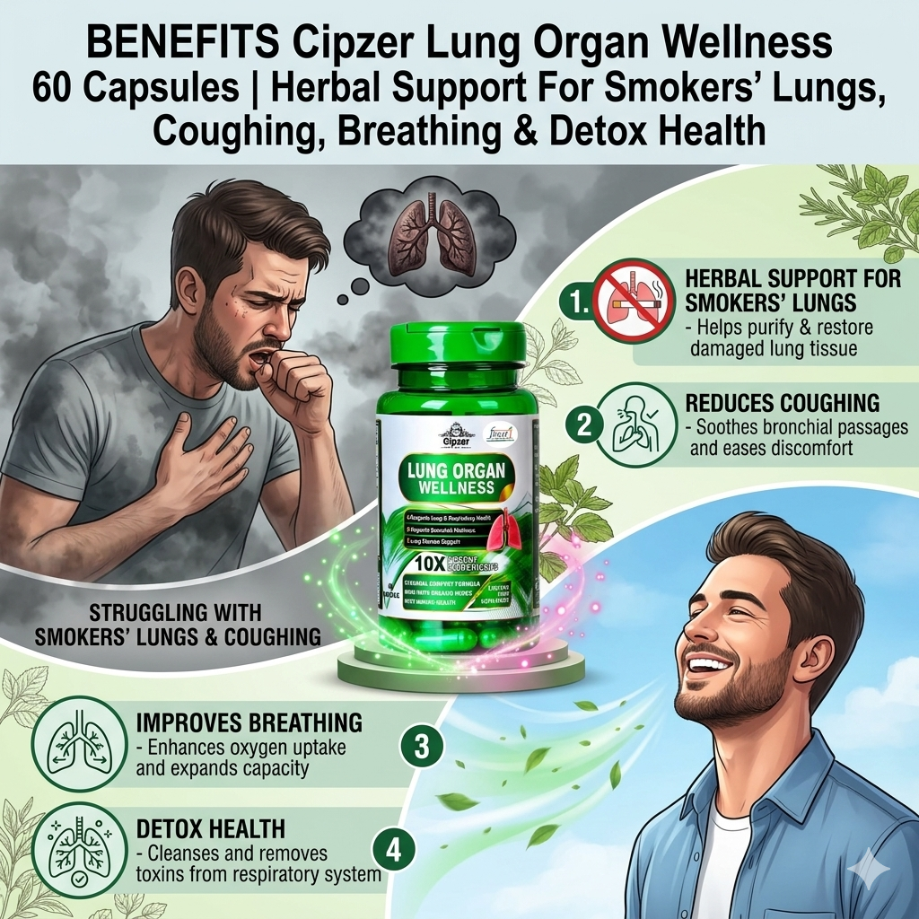 Cipzer Lung Wellness Capsules - Natural Respiratory & Airway Support (60 Capsules)