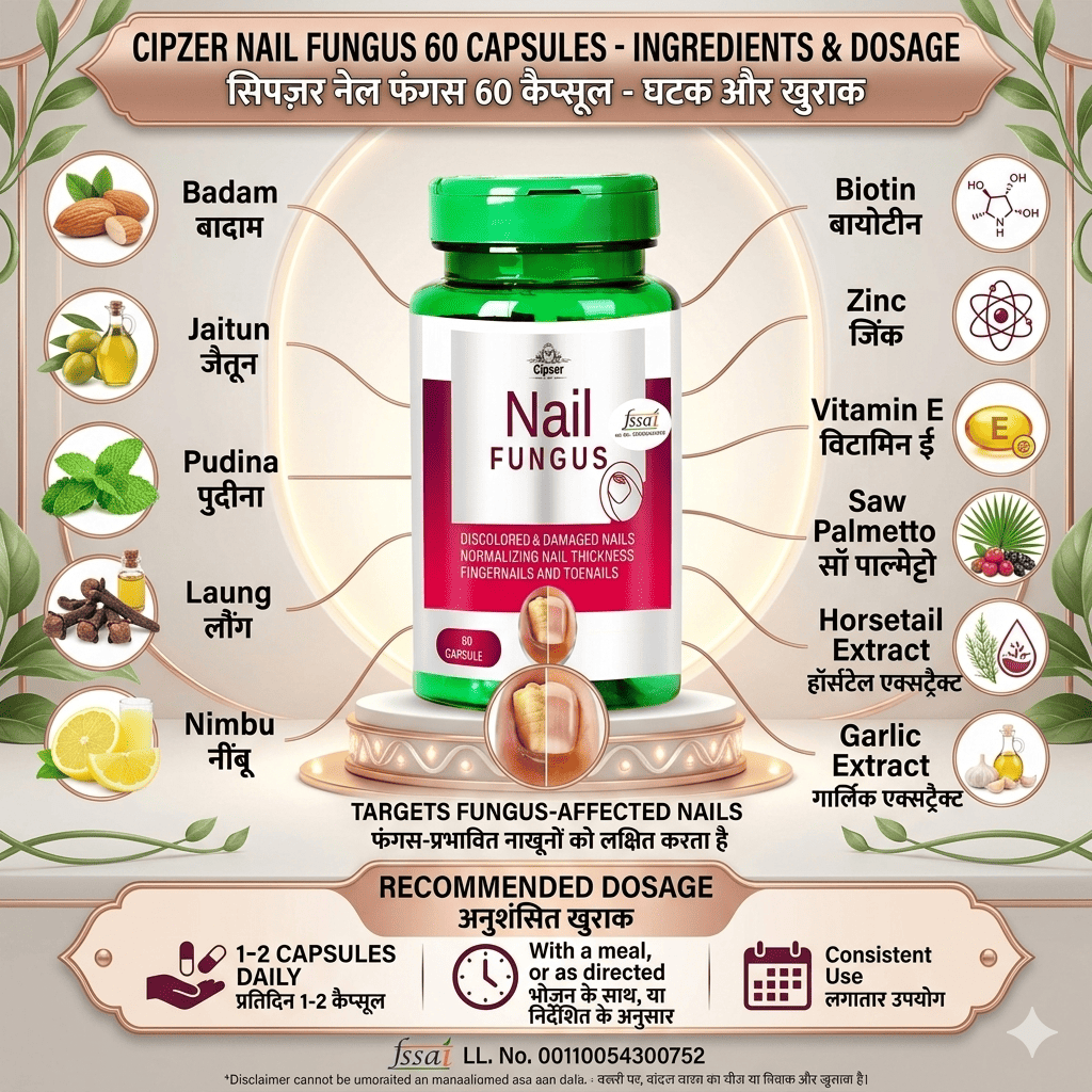 Cipzer Nail Wellness Capsules - Restorative Support for Nail Clarity & Strength (60 Capsules)