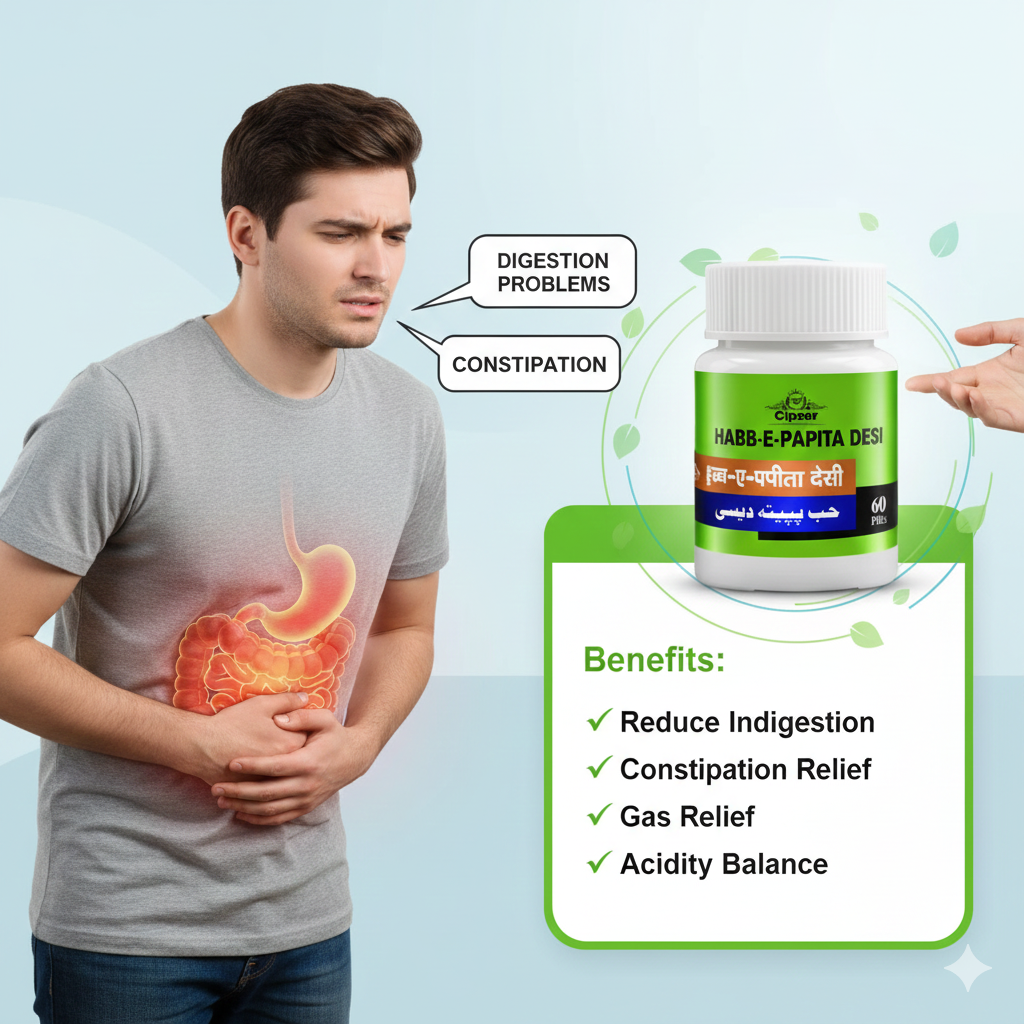 Cipzer Habb-E-Papita Desi Pill - 60 Pills | Unani Digestive & Health Booster for Stomach, Immunity & Wellness
