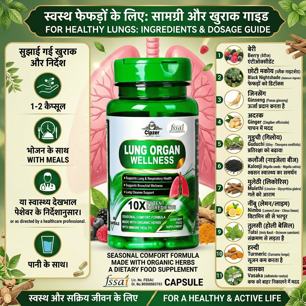 Cipzer Lung Wellness Capsules - Natural Respiratory & Airway Support (60 Capsules)