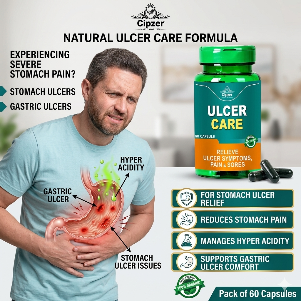 Cipzer Ulcer Care Capsules - Natural Digestive Comfort & Gut Health (60 Capsules)