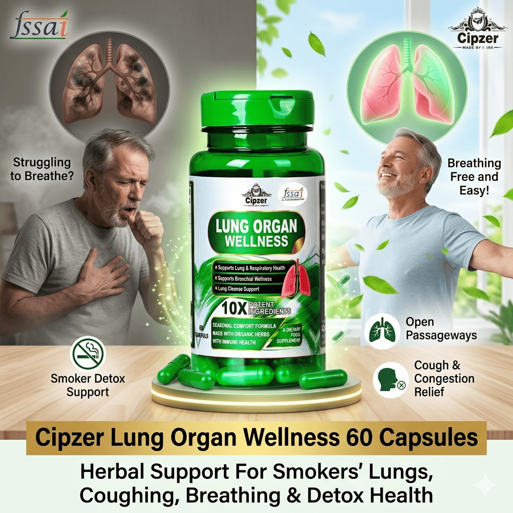 Cipzer Lung Wellness Capsules - Natural Respiratory & Airway Support (60 Capsules)