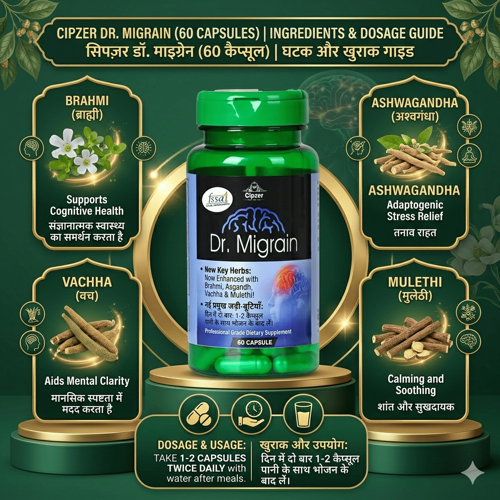 Cipzer Dr Migrain Capsules - Headache Comfort & Relaxation Support (60 Capsules)