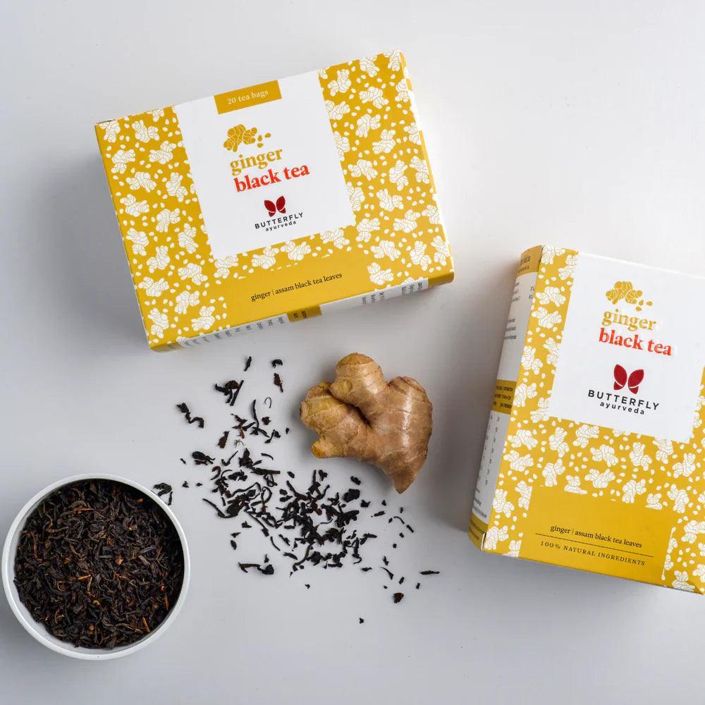 Butterfly Ayurveda Ginger Black Tea – Warming Herbal Blend for Digestive Comfort – 100g