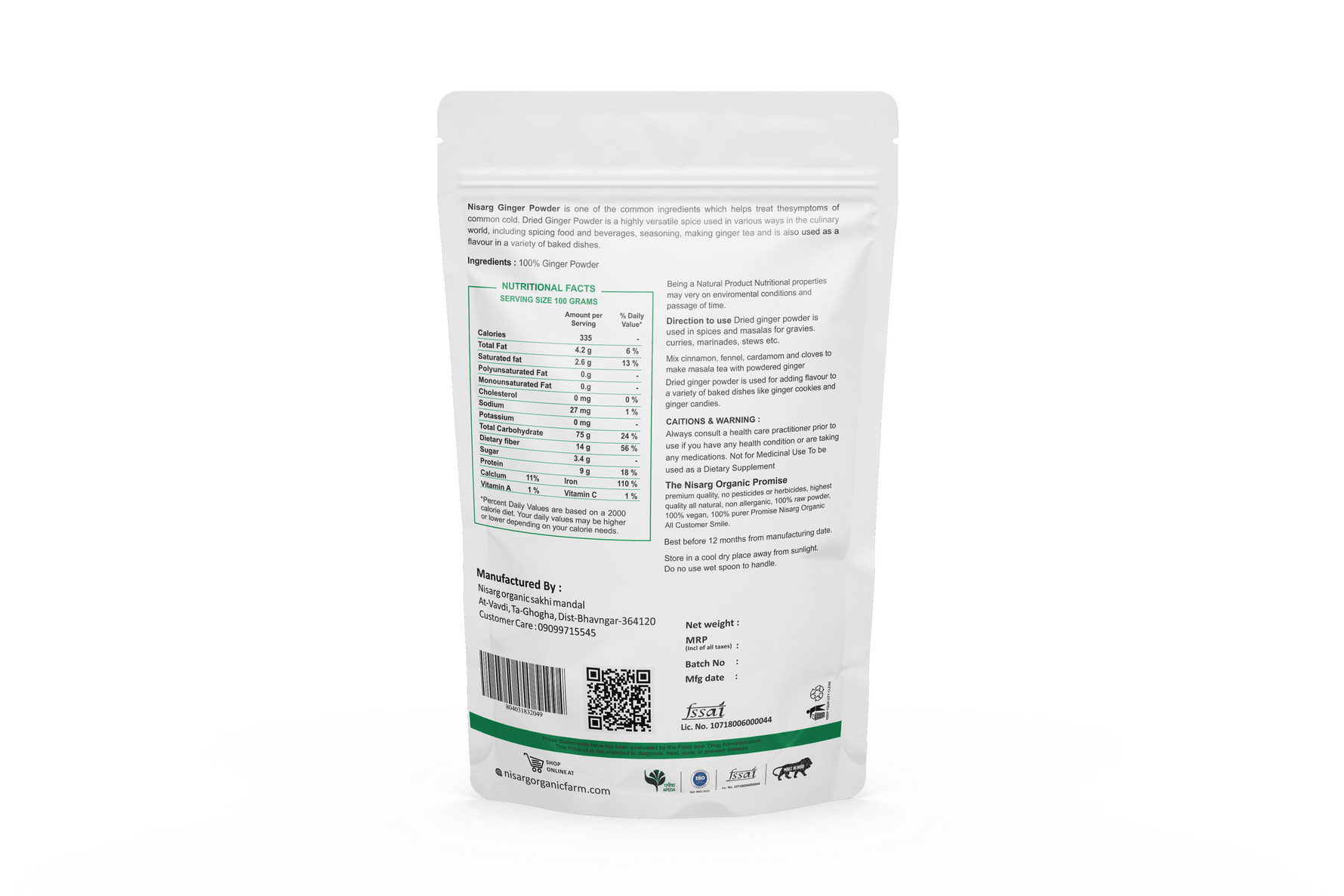 Nisarg Organic Farm Ginger (Suth) Powder