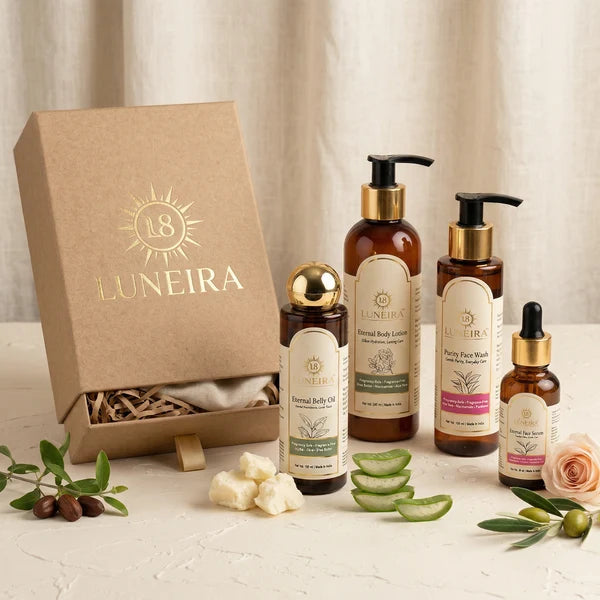 Luneira Premium Maternal Wellness Gift Box (Belly Oil + Face Serum + Body Lotion + Face Wash)