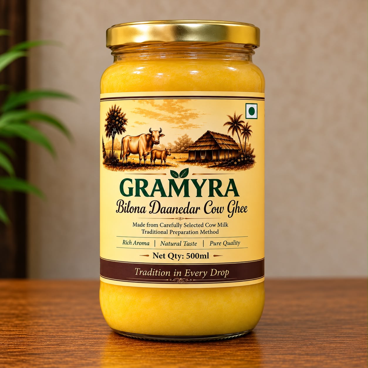 Gramyra Bilona Daanedar Cow Ghee - 500gms