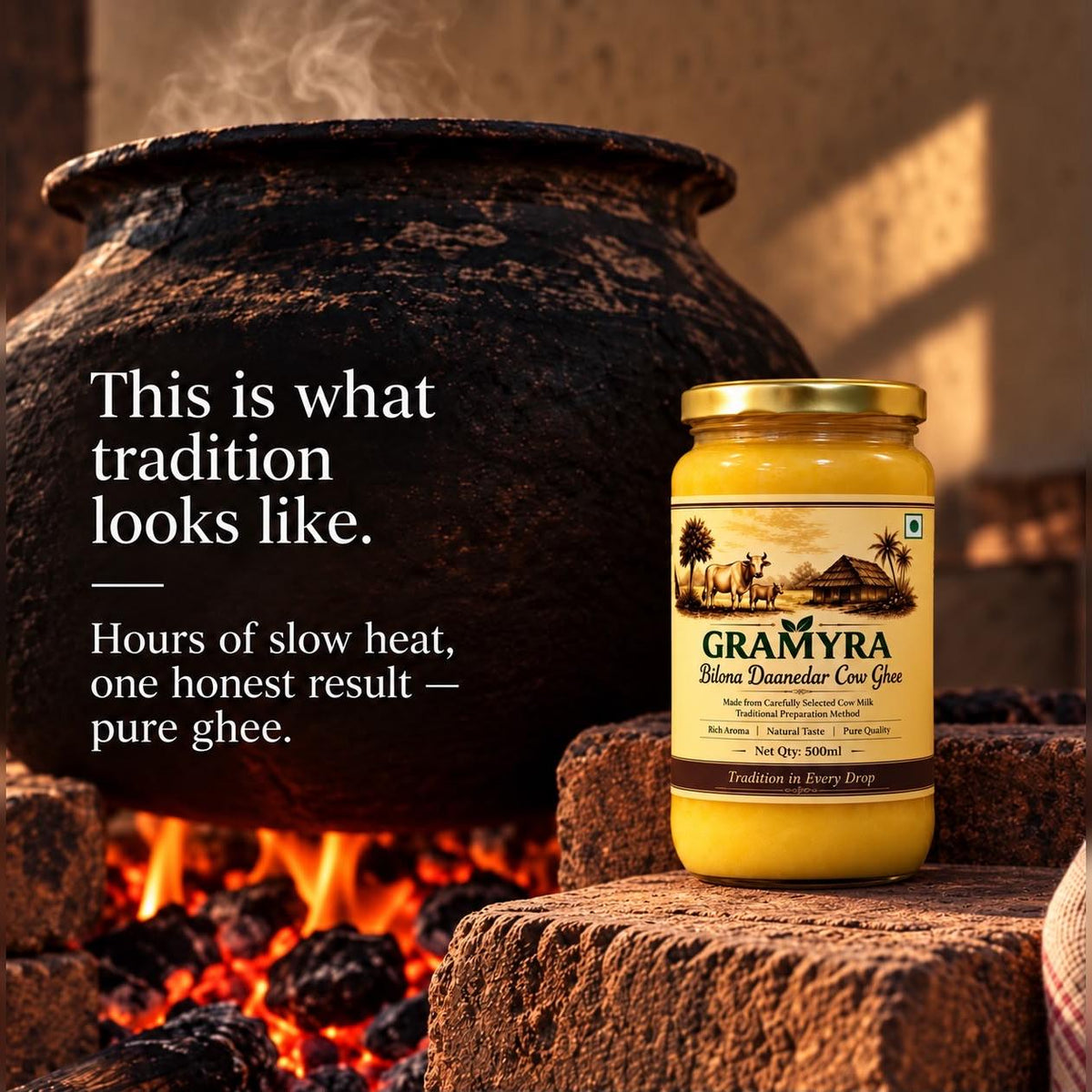 Gramyra Bilona Daanedar Cow Ghee - 500gms
