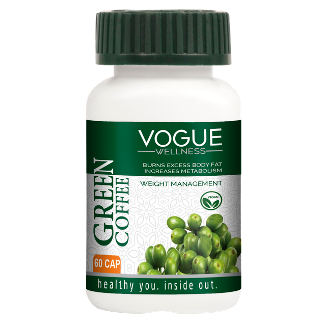 Vogue Wellness Green Coffee Bean Capsules | Standardized Green Coffee Extract with Chlorogenic Acid | Herbal Weight Management Supplement for Metabolism & Energy Support | 60 Vegetarian Capsules