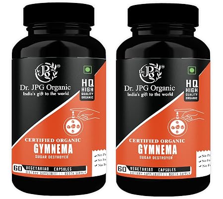 DR. JPG Organic Gymnema / Gudmar Capsules (500mg, 120 Veg Capsules) – Pack of 2 | For Blood Sugar Support & Metabolism | 100% Certified Organic Gymnema Sylvestre