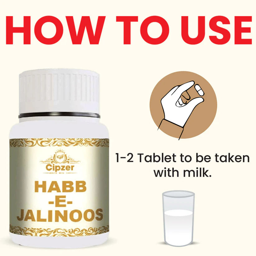 Cipzer Habb-E-Jalinoos Pill - 20 Pills | Unani Remedy for Nervous Weakness, Brain Strength & Vitality Support