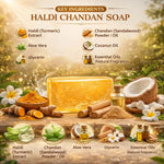 Kayee Ayurveda Haldi Chandan Soap for Men & Women | Turmeric Sandalwood Herbal Bathing Soap | Gentle Cleansing Body Soap for Soft, Smooth, Fresh & Radiant Looking Skin | Daily Use Bath Soap