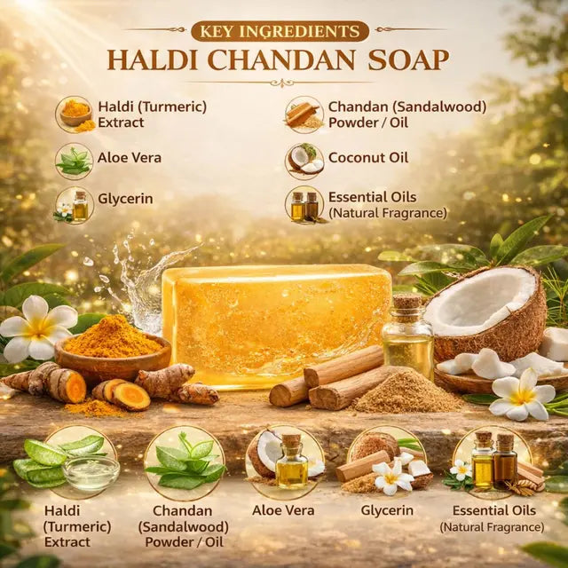 Kayee Ayurveda Haldi Chandan Soap for Men & Women | Turmeric Sandalwood Herbal Bathing Soap | Gentle Cleansing Body Soap for Soft, Smooth, Fresh & Radiant Looking Skin | Daily Use Bath Soap