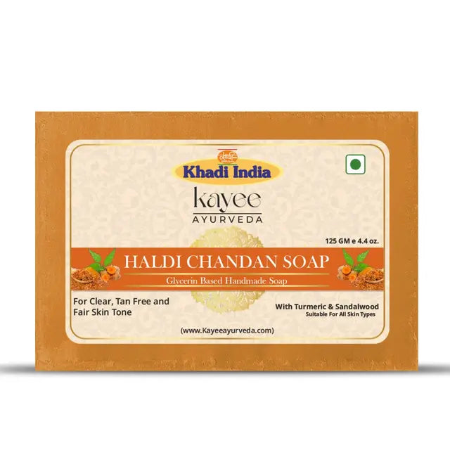 Kayee Ayurveda Haldi Chandan Soap for Men & Women | Turmeric Sandalwood Herbal Bathing Soap | Gentle Cleansing Body Soap for Soft, Smooth, Fresh & Radiant Looking Skin | Daily Use Bath Soap