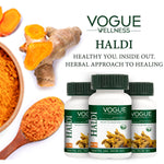 Vogue Wellness Haldi Tablets | Turmeric (Curcuma Longa) Extract | Ayurvedic Herbal Supplement with Natural Curcuminoids for Joint Wellness, Immunity & Antioxidant Support | 60 Vegetarian Tablets