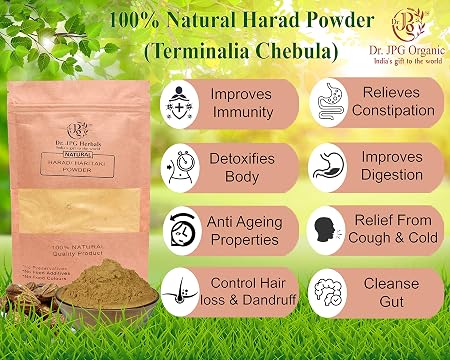 Dr. JPG Organic Natural Harad/Haritaki Fruit Powder-100g / Terminalia Chebula. (Pack Of 1)
