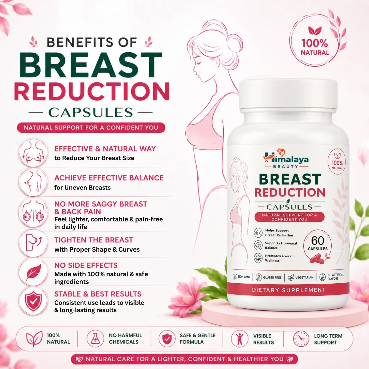 Himalaya Beauty Breast Reduction Capsules - Herbal Wellness - 60 Capsules