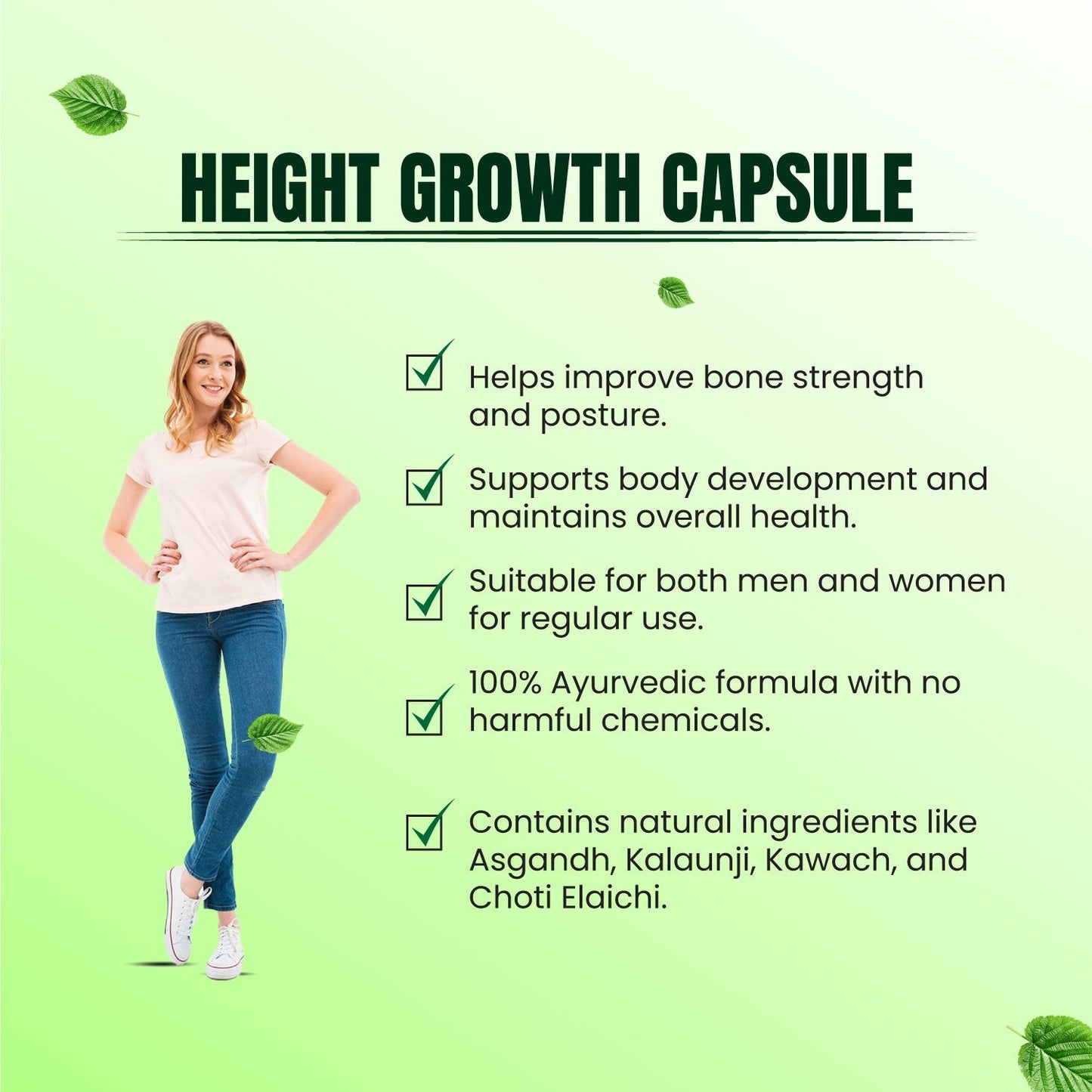 Cipzer Height Growth 60 Capsules | Herbal Formula For Height Growth, Bone Strength & Stamina