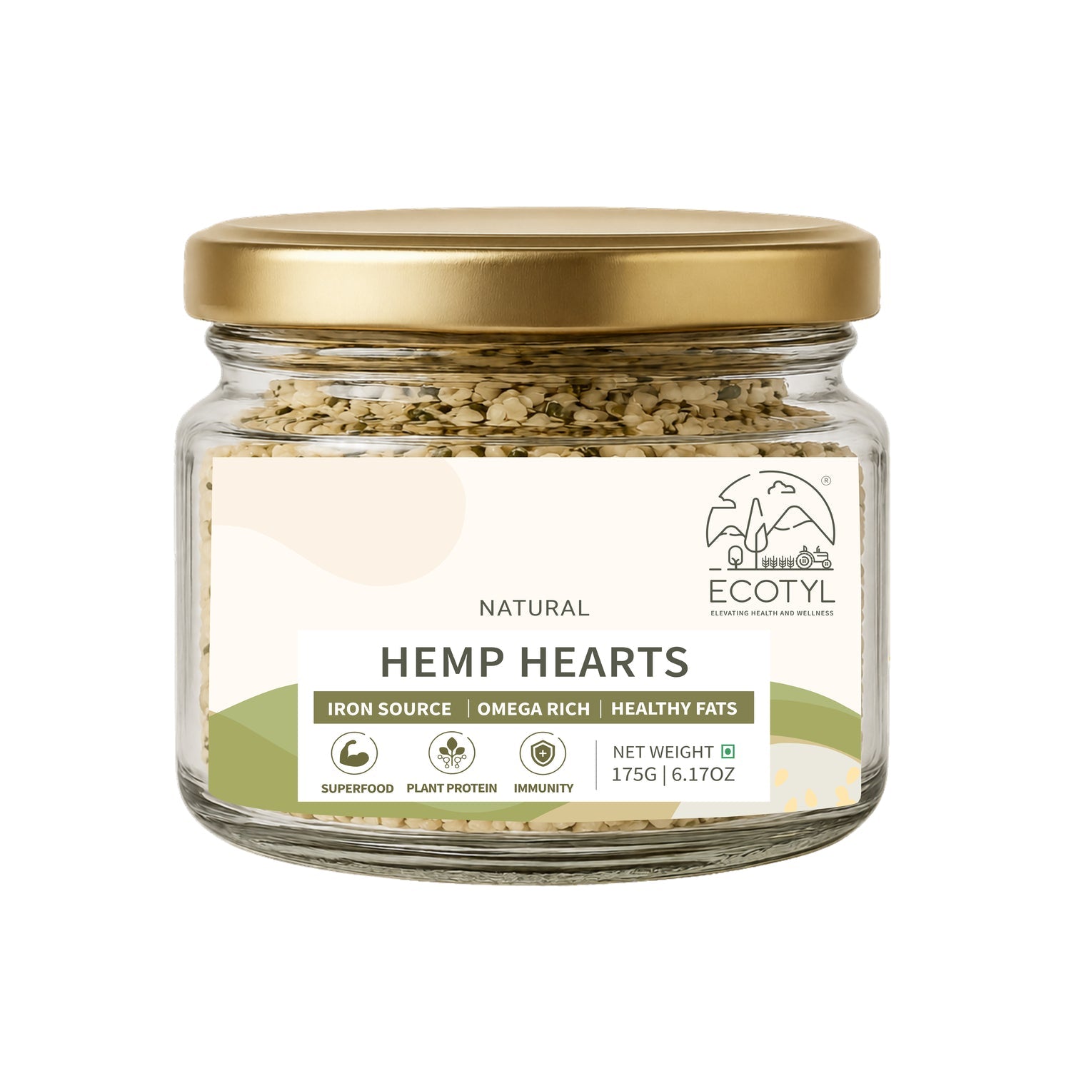 Ecotyl Hemp Hearts | Rich in Omega-3 & Protein | 175g