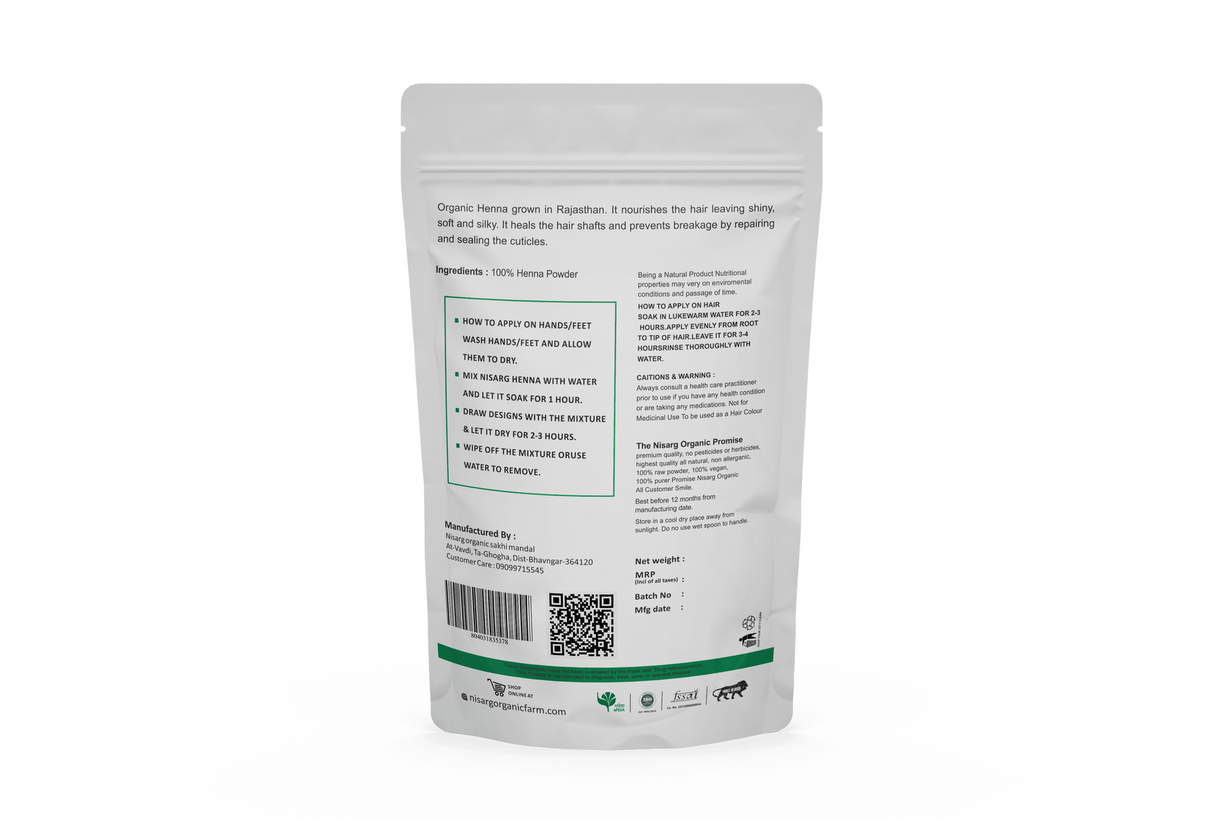 Nisarg Organic Farm Henna Powder