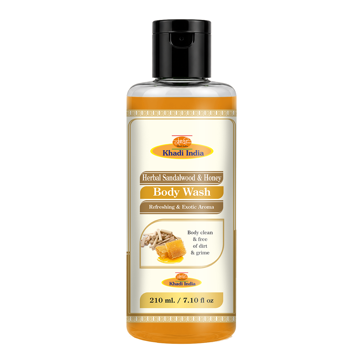 Khadi Care Herbal Sandal & Honey Body Wash for Glowing & Hydrated Skin - 210ml