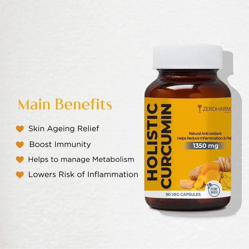 Zeroharm Holistic Curcumin Capsules 1350 mg - 90 Veg Capsules