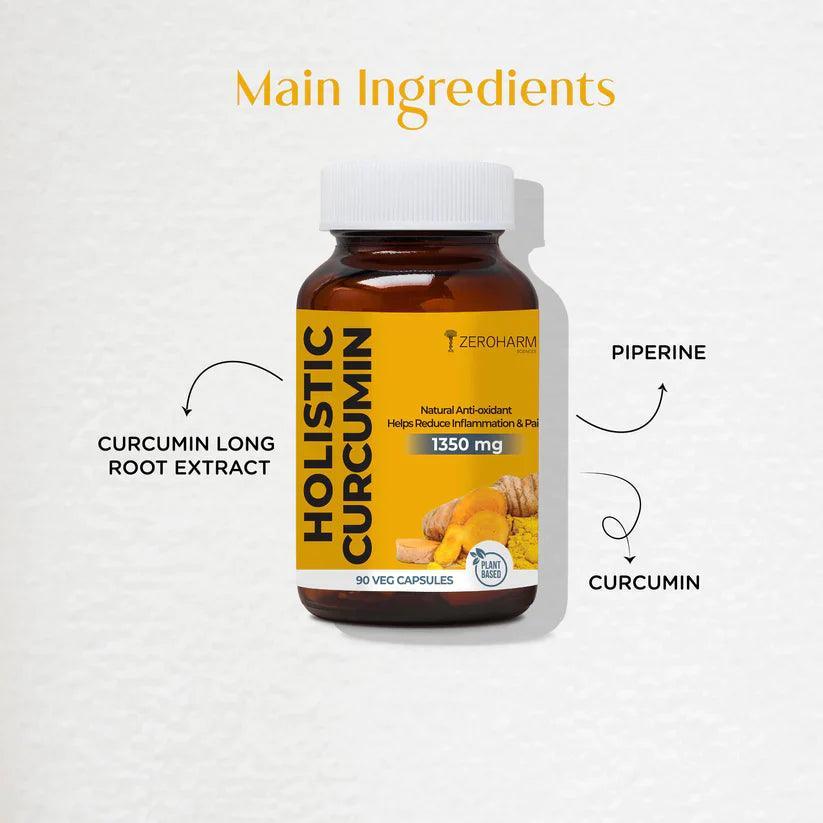 Zeroharm Holistic Curcumin Capsules 1350 mg - 90 Veg Capsules