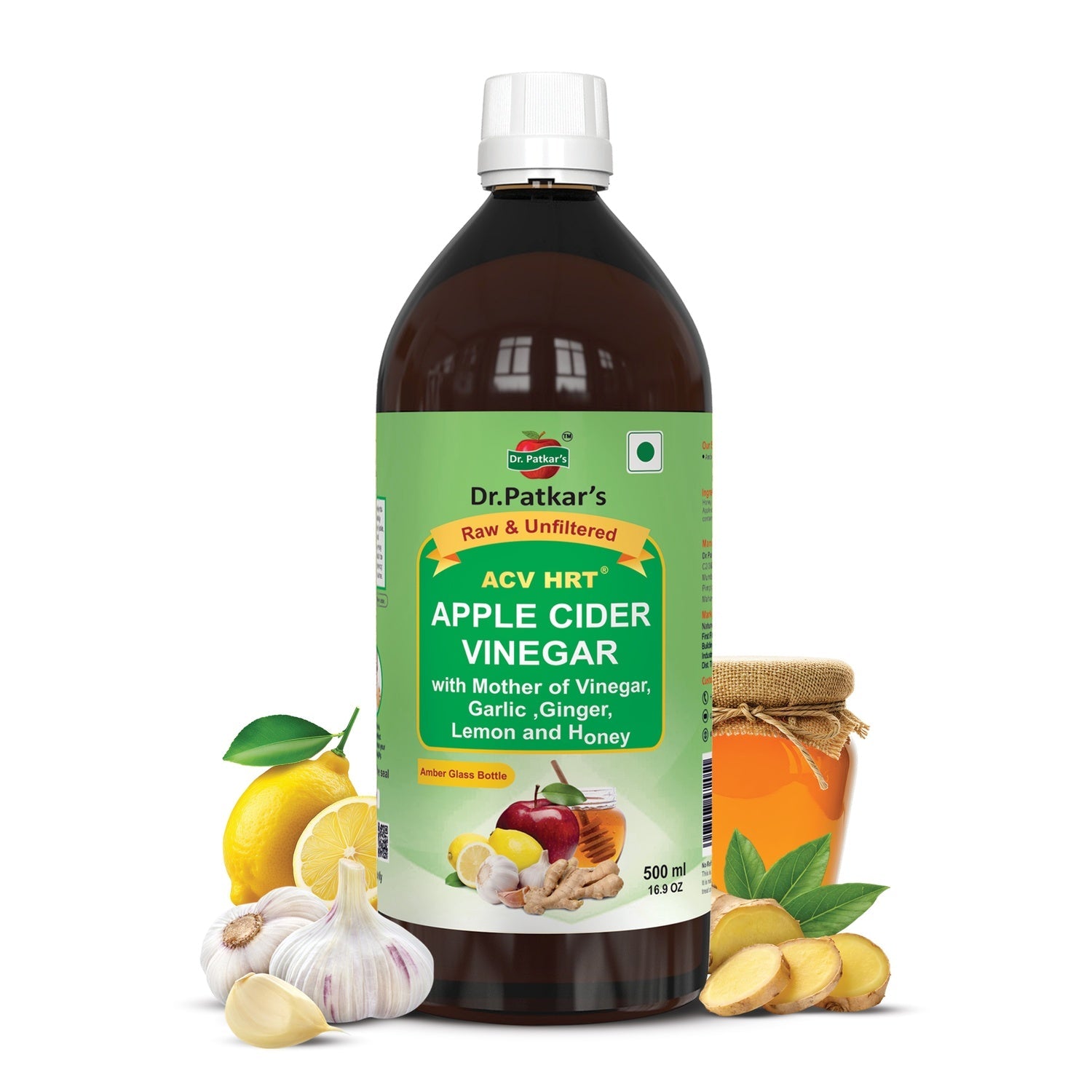 Dr. Patkar's Apple Cider Vinegar with Garlic, Ginger, Lemon and Honey - Cardiovascular Wellness & Lipid Balance (500ml)