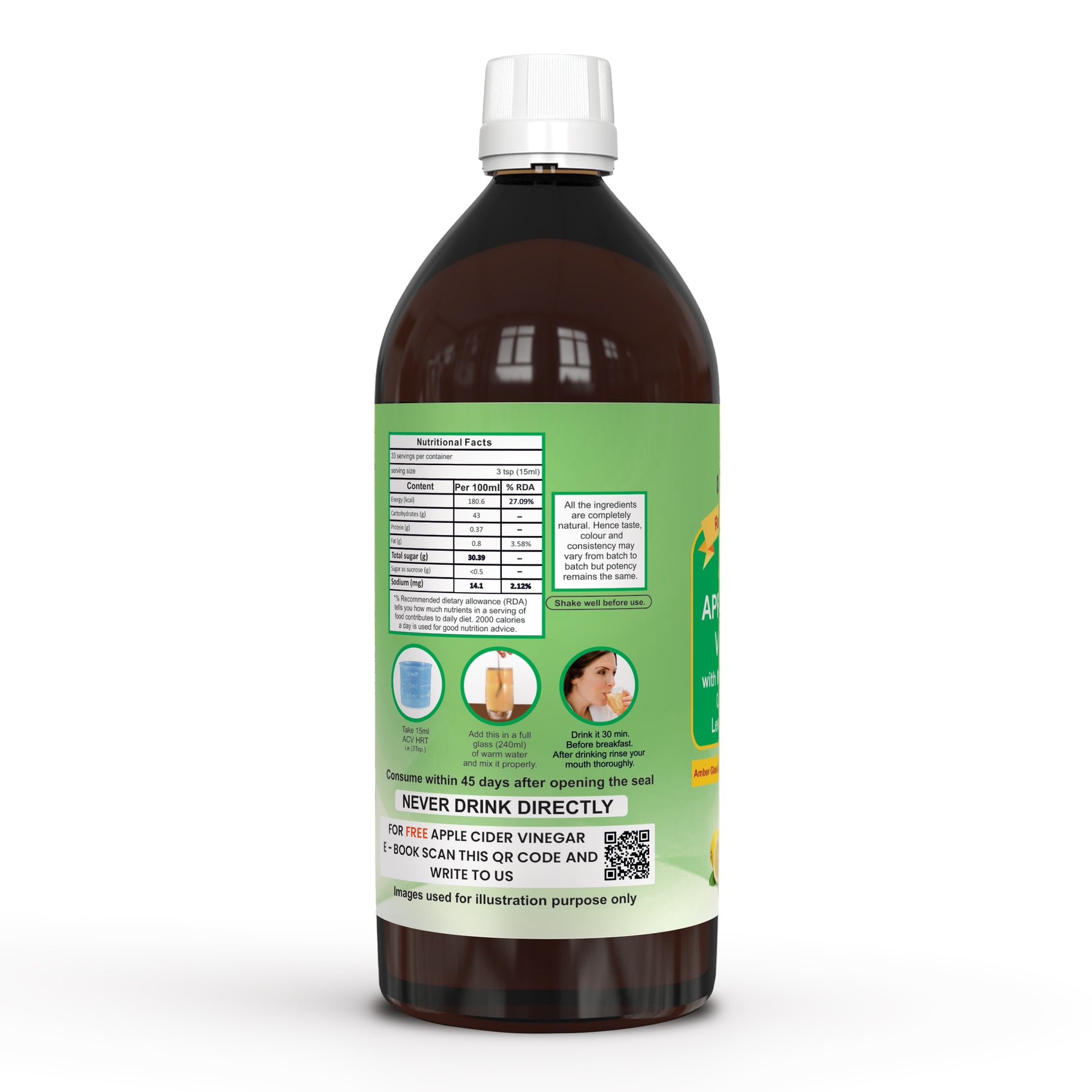 Dr. Patkar's Apple Cider Vinegar with Garlic, Ginger, Lemon and Honey - Cardiovascular Wellness & Lipid Balance (500ml) Pack of 2