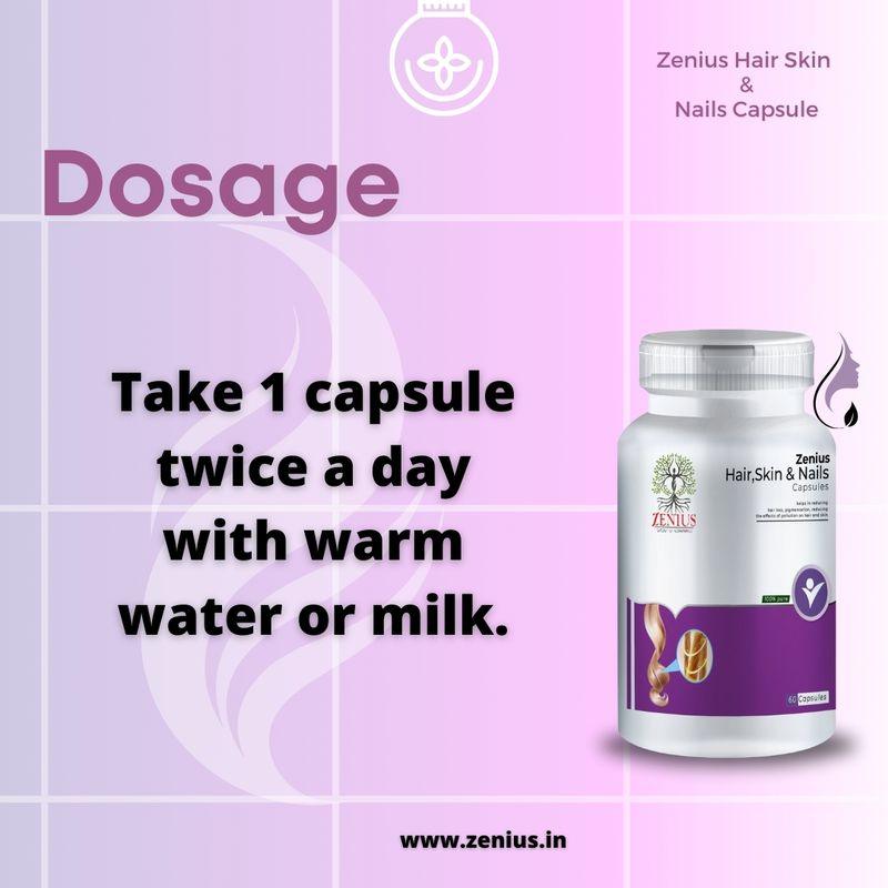 Zenius Hair Skin & Nails Capsules - for Multivitamins, Hair, Skin, and Nails Health - 60 Capsules