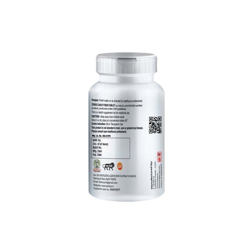 Zenius Daily Fiber Tablets - Fiber Tablets and Supplements for Fiber and Digestive Health - 60 Tablets