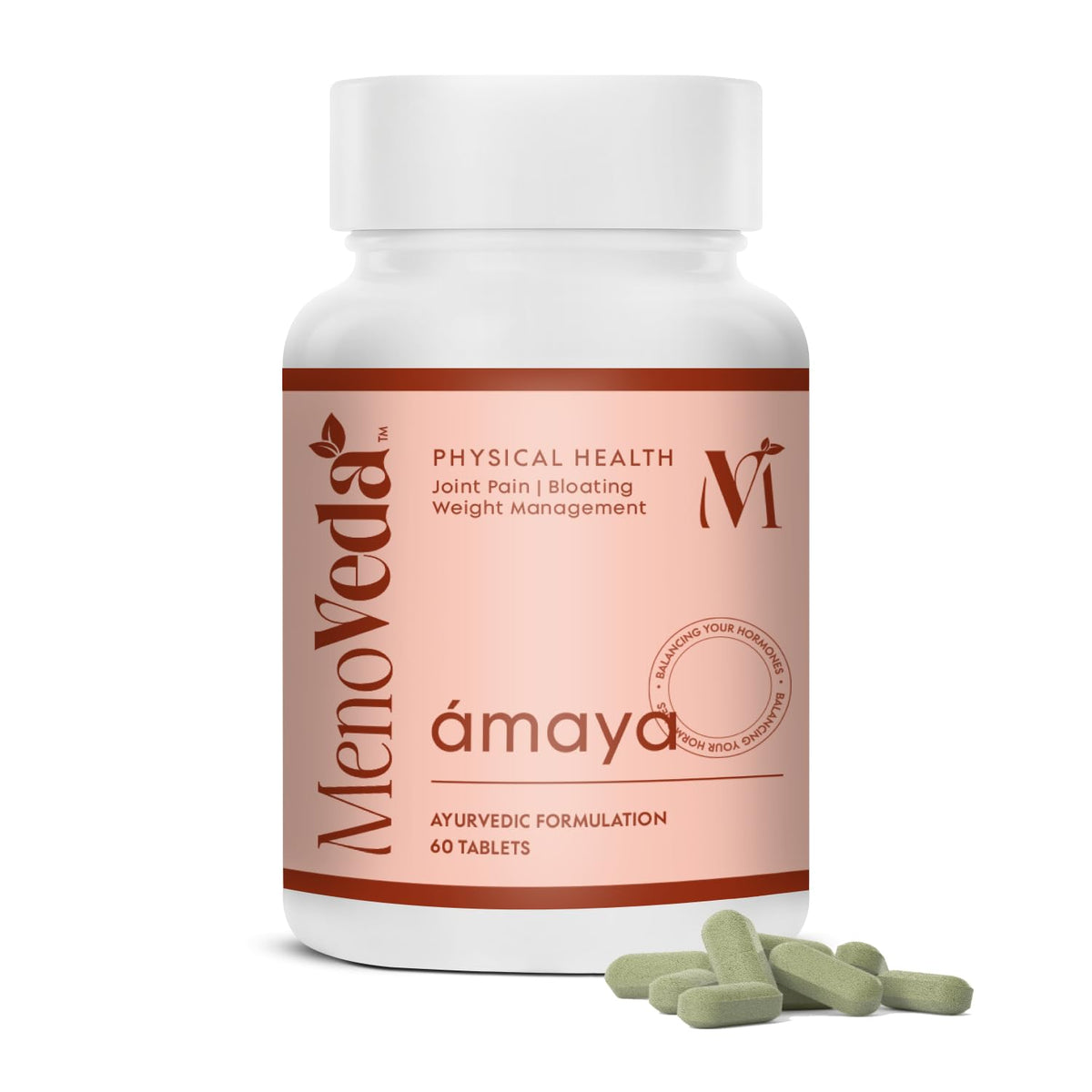 Menoveda Amaya Peri & Post Menopause Support Supplement | Joint Pain, Bloating & Bone Health | 60 Tablets