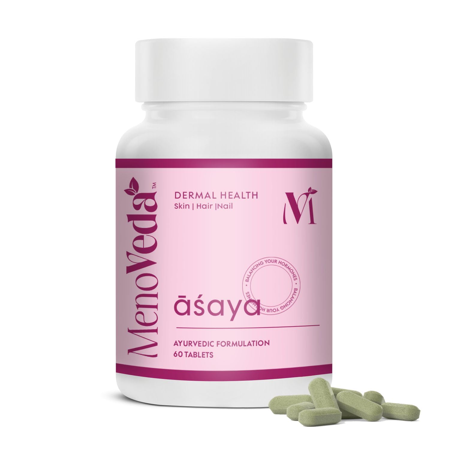 Menoveda Asaya Peri & Post Menopause Support Supplement | Skin Radiance, Hair Fall & Intimate Care | 60 Tablets