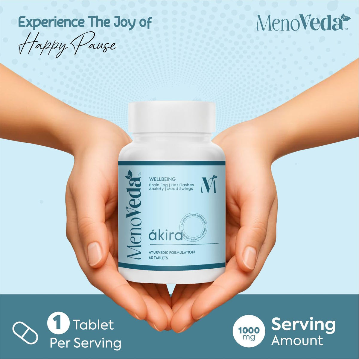 Menoveda Akira Peri & Post Menopause Support Supplement | Hormonal Balance & Night Sweat Relief | 60 Tablets