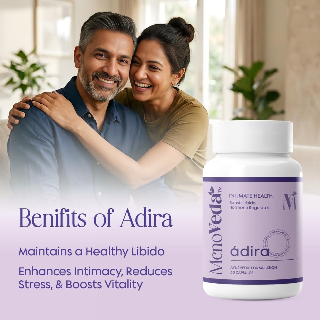 Menoveda Adira Peri & Post Menopause Intimate Health Support Supplement | Libido, Vaginal Dryness & UTI Relief | 60 Capsules