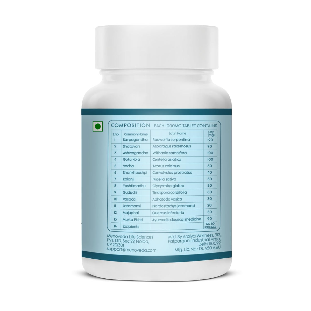 Menoveda Akira Peri & Post Menopause Support Supplement | Hormonal Balance & Night Sweat Relief | 60 Tablets