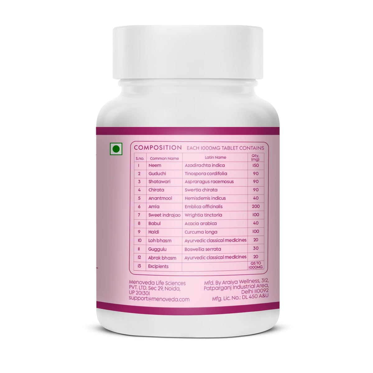 Menoveda Asaya Peri & Post Menopause Support Supplement | Skin Radiance, Hair Fall & Intimate Care | 60 Tablets