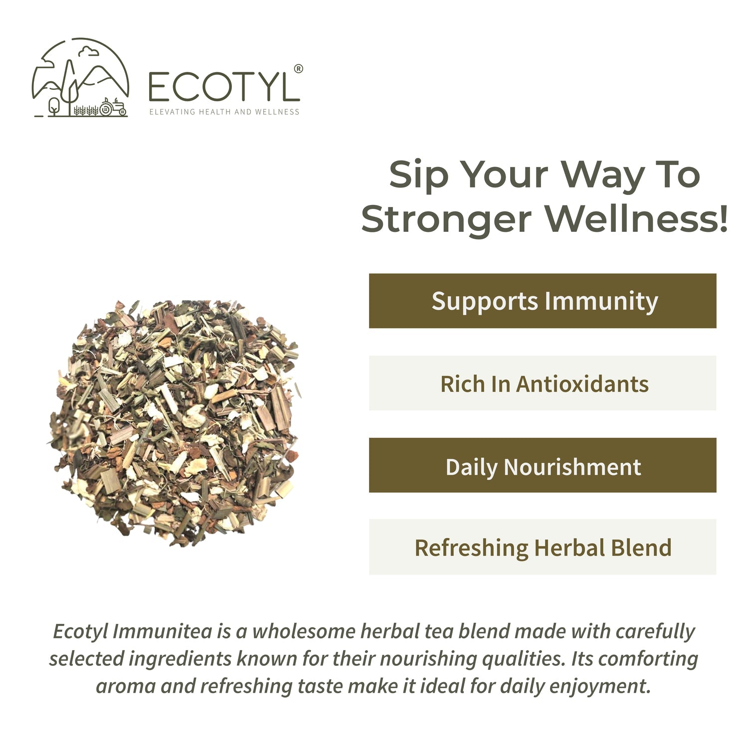 Ecotyl Immunitea (Immunity Booster Tea) | Nourishing Blend | Herbal Tea | 60g