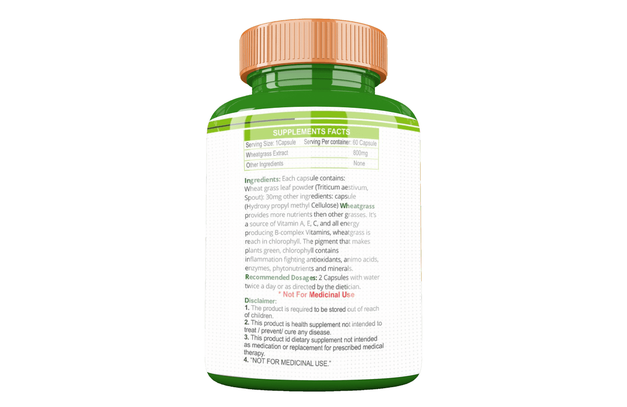 Divya Shree Wheatgrass Capsule Natural Supplement, Pure & Unprocessed Made Using Premium Ingredients, Helpful in losing weight 60 Capsule, Jeevan Care Ayurveda