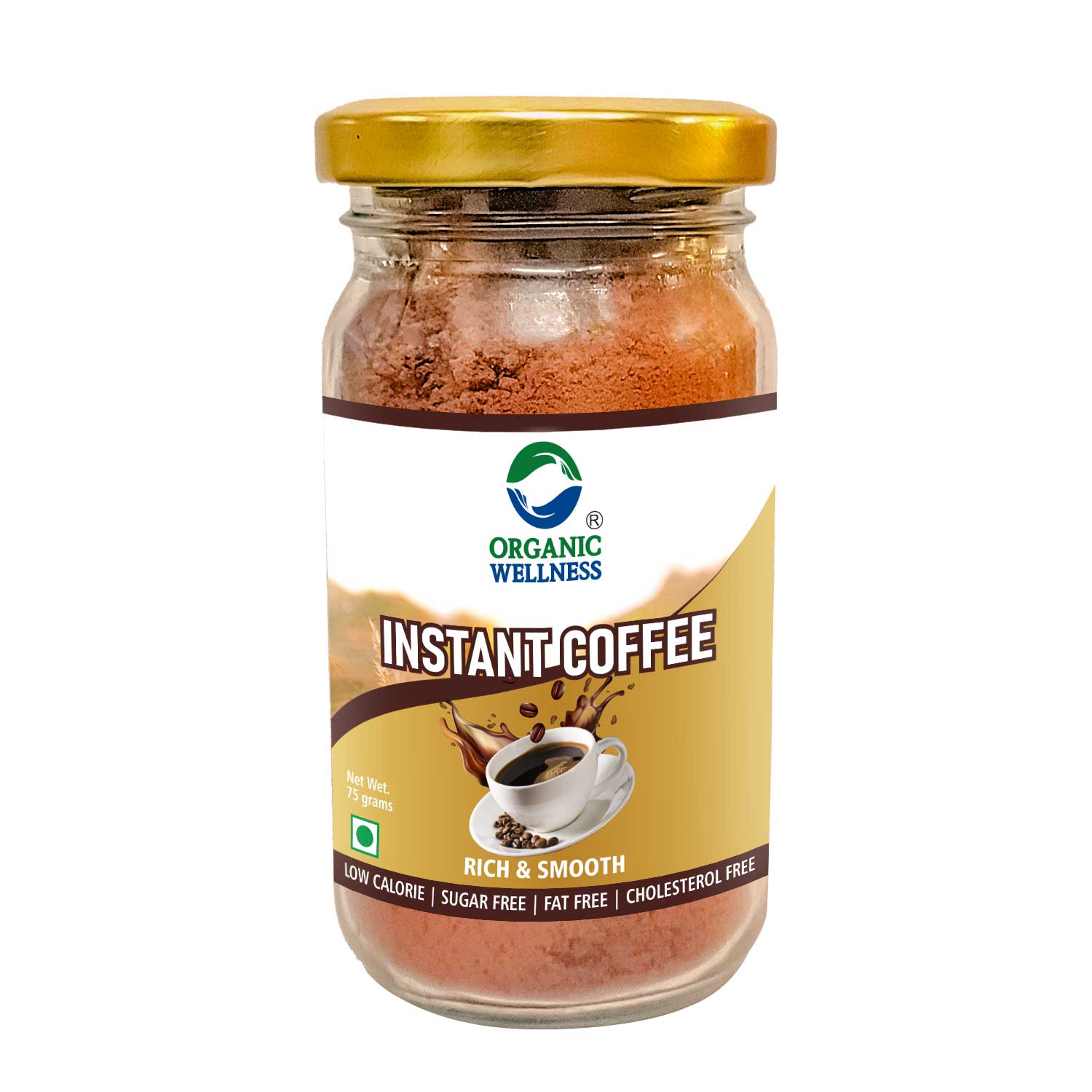 Organic Wellness Coffee Powder 75 Gm II Rich & Smooth II Sugar Free II Cholesterol Free