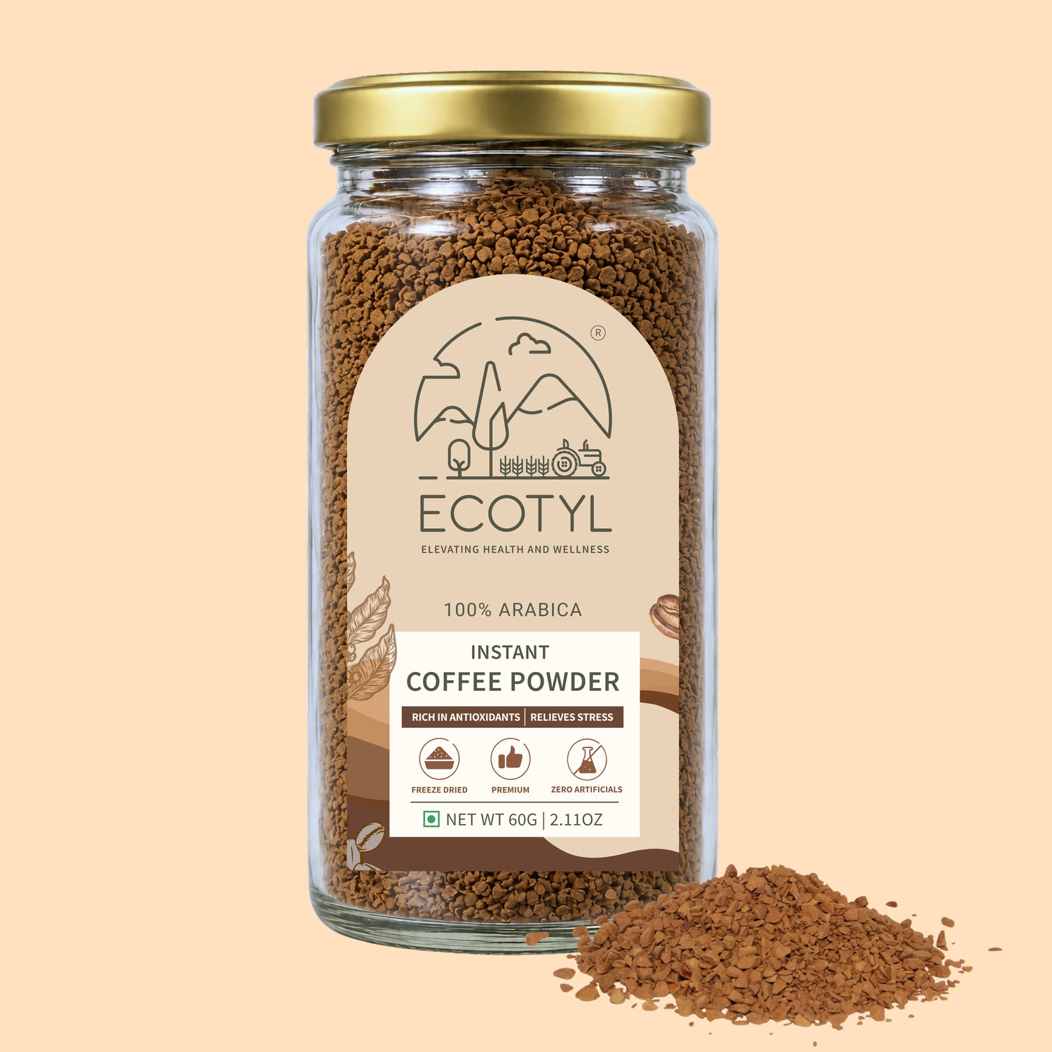 Ecotyl Instant Coffee Powder | Arabica Coffee | Freeze Dried  | 60g