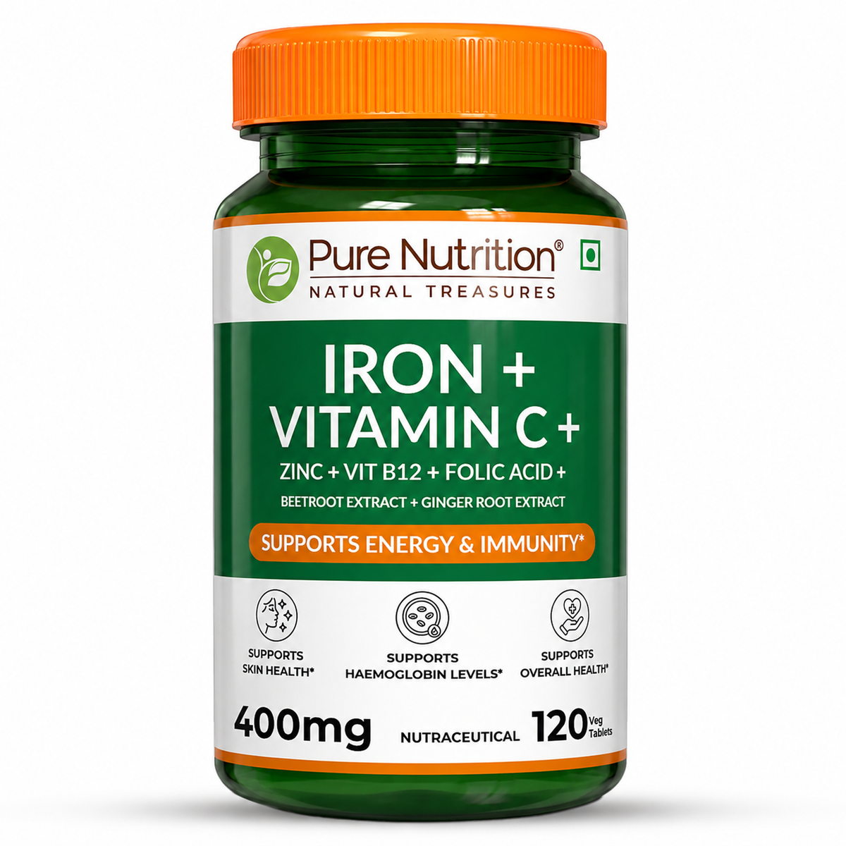 Pure Nutrition Vitamin C with Amla Extract + Zinc Supplement | Boost Immunity | Support In Skin & bone Health - 120 Veg Tablets