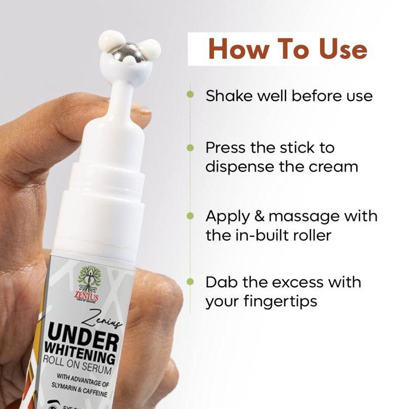 Zenius Under Whitening Roll On Serum - Undereye Roll On for Dark Circle Removal and Undereye Whitening - 15ml Serum