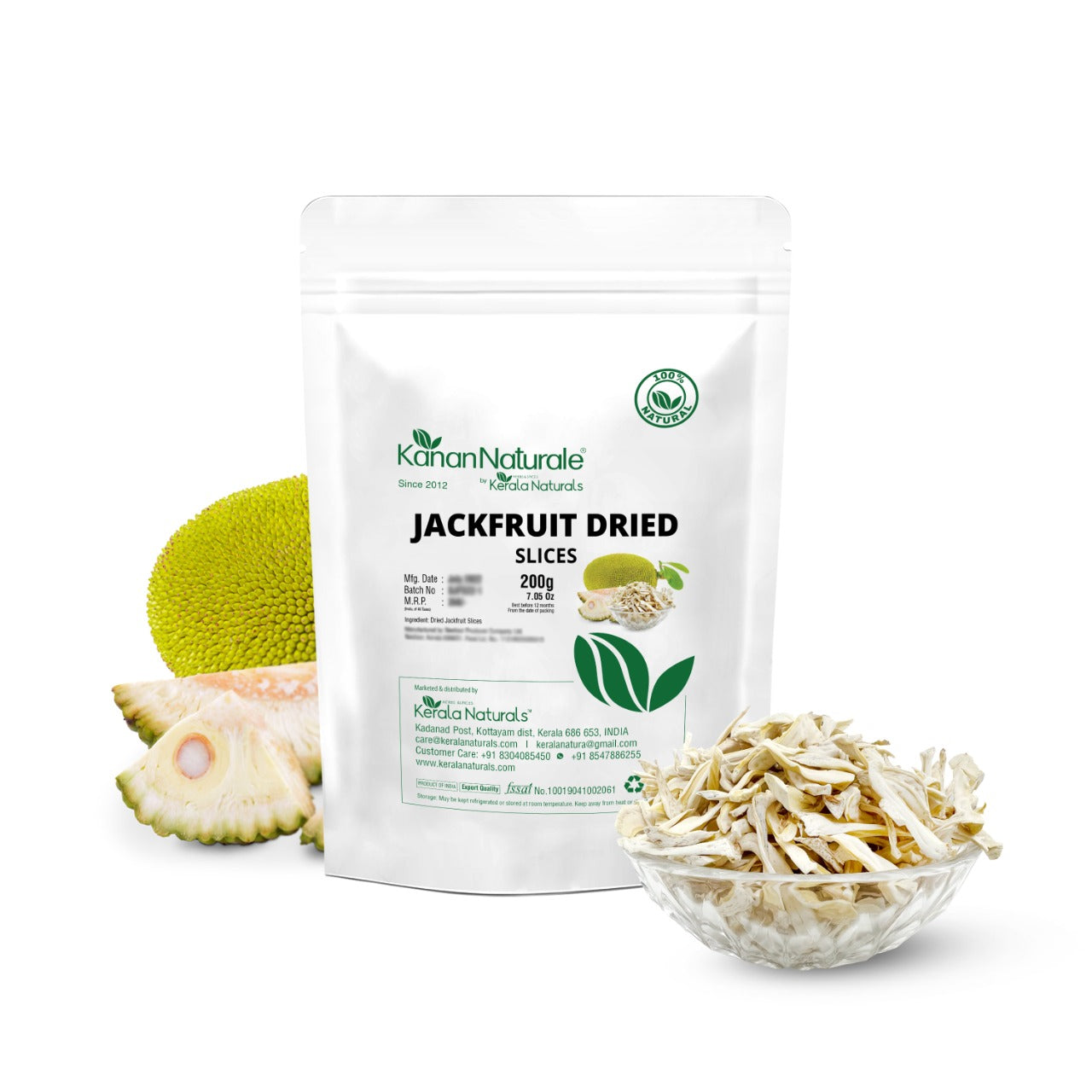 Kerala Naturals Dried Jackfruit Slices 200g - Low Glycemic Raw Dehydrated Kathal