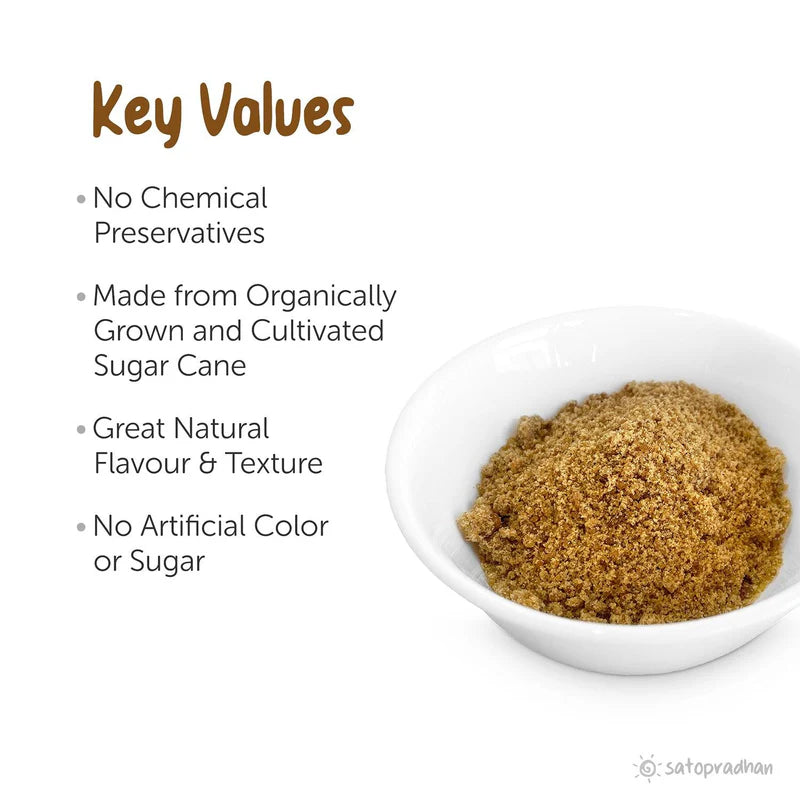 Satopradhan Jaggery Powder- 100% Organic, Natural & Chemical-Free Desi Shakkar 800g - A Pure & Healthier Sugar Alternative - Dark Brown with Pleasant Flavour