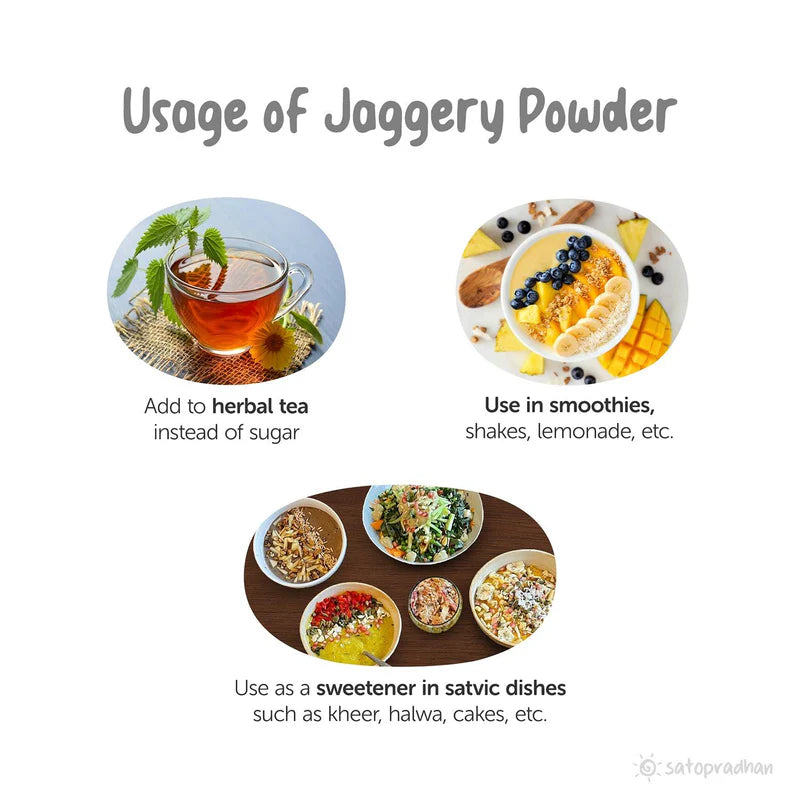 Satopradhan Jaggery Powder- 100% Organic, Natural & Chemical-Free Desi Shakkar 800g - A Pure & Healthier Sugar Alternative - Dark Brown with Pleasant Flavour