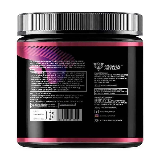 Muscle Asylum F9 Pre-Workout Fruit Punch - 50 Serving - 400gm