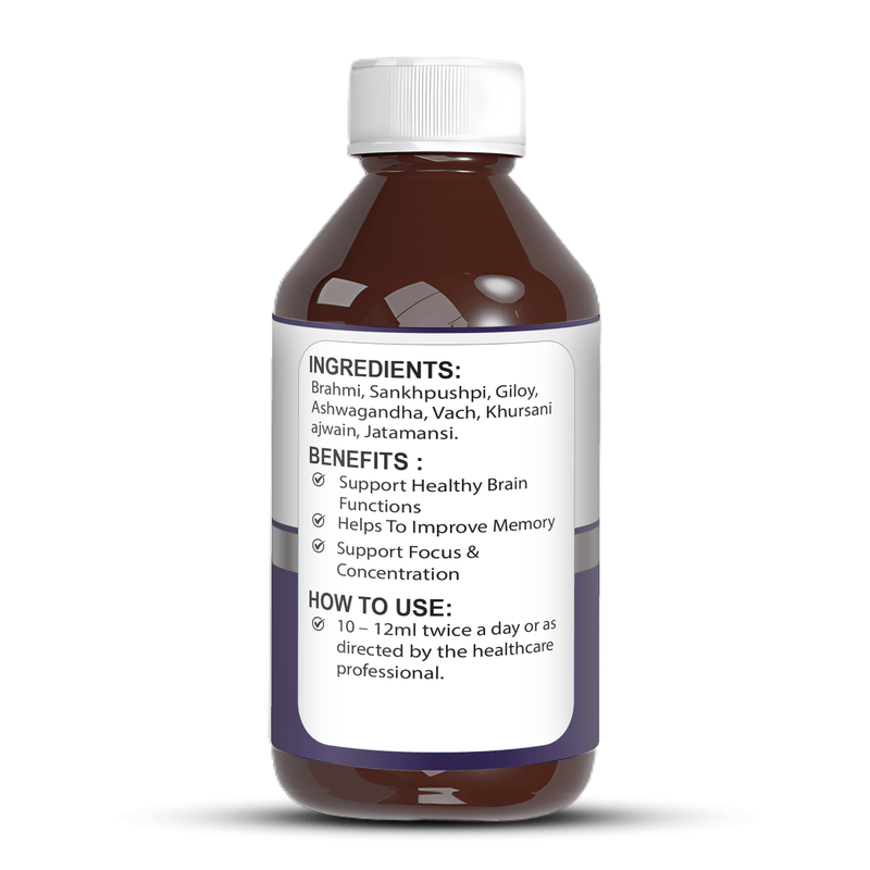 Zenius Brain Tonic - Ayurvedic Brain Wellness Formula for Memory Enhancement, Focus, and Mental Clarity - 200ml Syrup