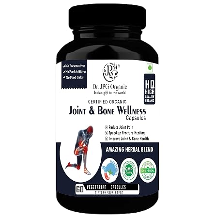 Dr. JPG Organic Joint & Bone Care 500mg, 60Veg. Capsules/INDIA Organic Certified/Helps in Improve Joint & Bone Strength.